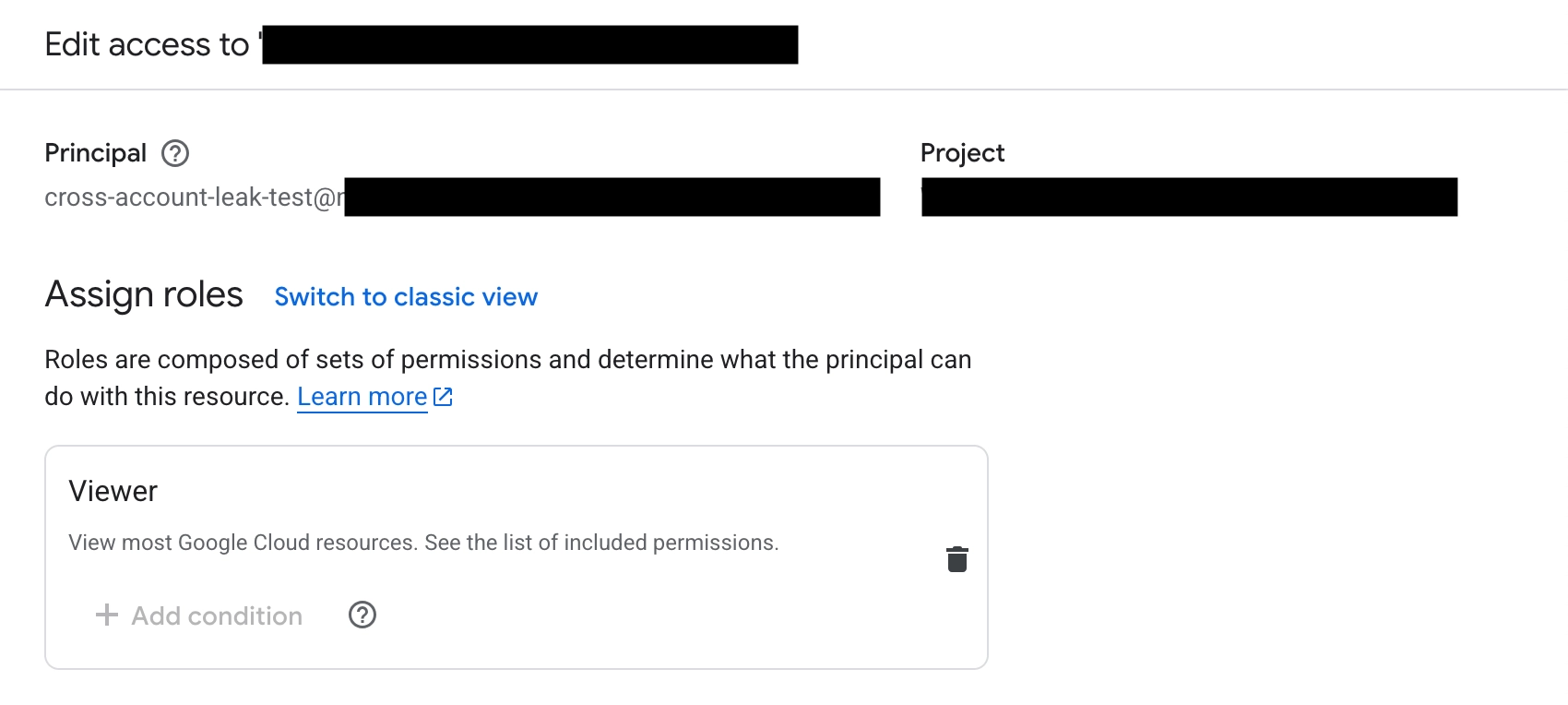 Viewer role in source project